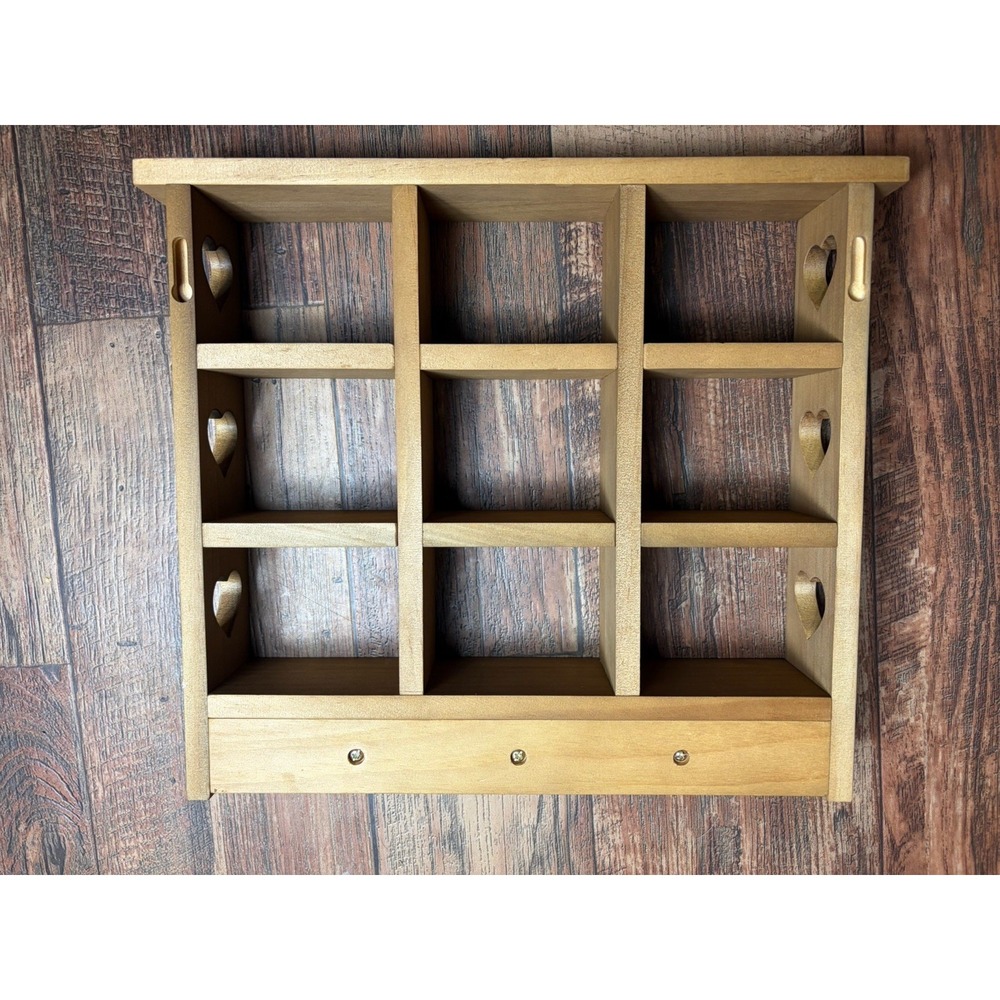 Wood Trinket Decor Display Shelf Heart Cutout Country Decor KnickKnacks Peg - Picture 3 of 5